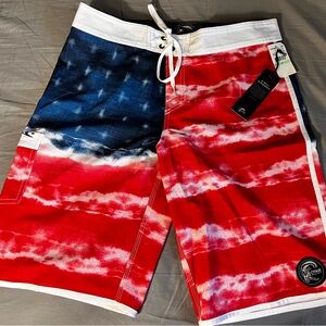 O'Neill Men's Red and Blue Swim Shorts